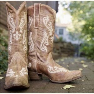 Sz 9 Corral R1974 Honey Cortez Fleur de lis Stitched Western Boots